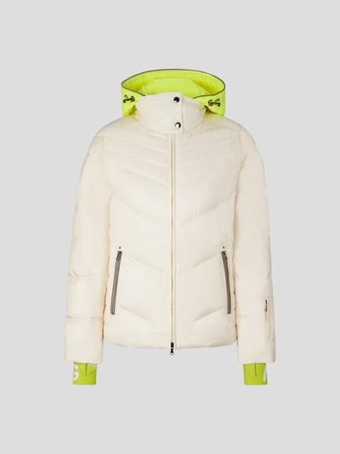 BOGNER Calie Ski jacket in Off-white/Neon yellow