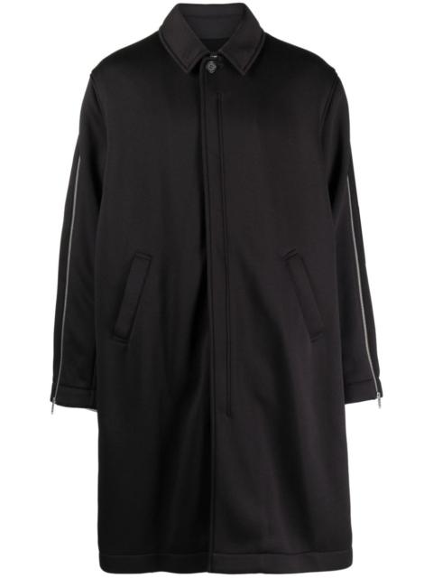 zip-sleeve mid-length coat
