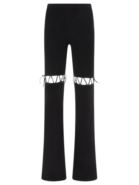 Flared Laced Leggings Trousers Black