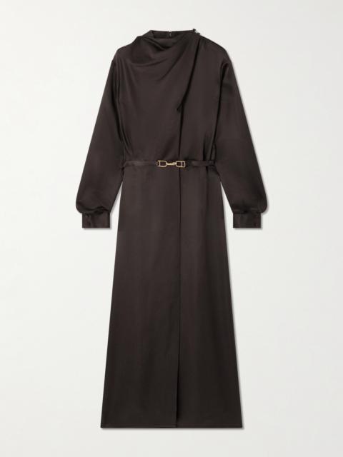 GABRIELA HEARST Josef Belted Draped Silk Satin-crepe Midi Dress