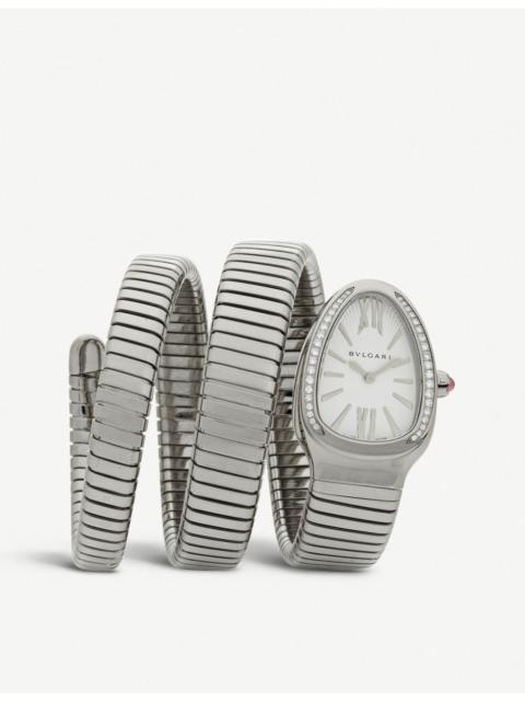 BVLGARI Serpenti Tubogas stainless steel and diamond watch