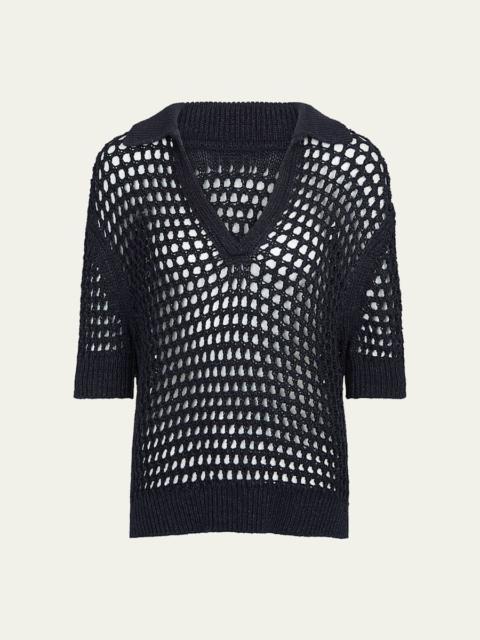 TWP Unspoken Truth Open-Knit Polo