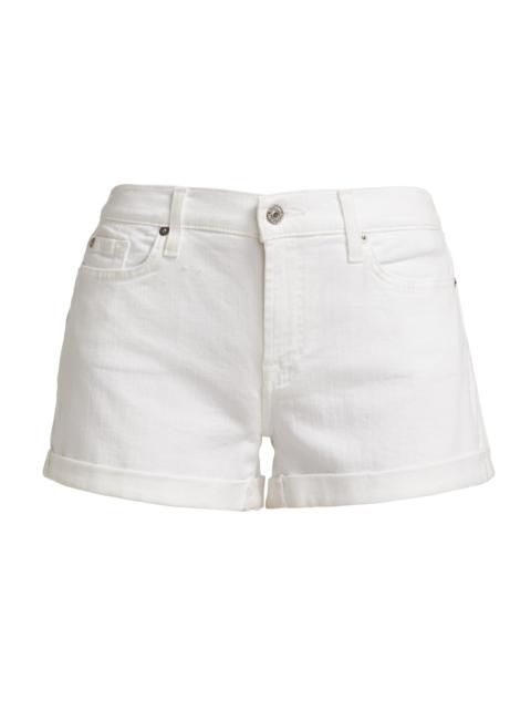 7 For All Mankind Women's Low-Rise Stretch Denim Rolled Shorts - Broken Twill White