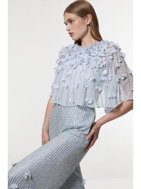 KAREN MILLEN Crystal Applique Angel Sleeve Woven Jumpsuit