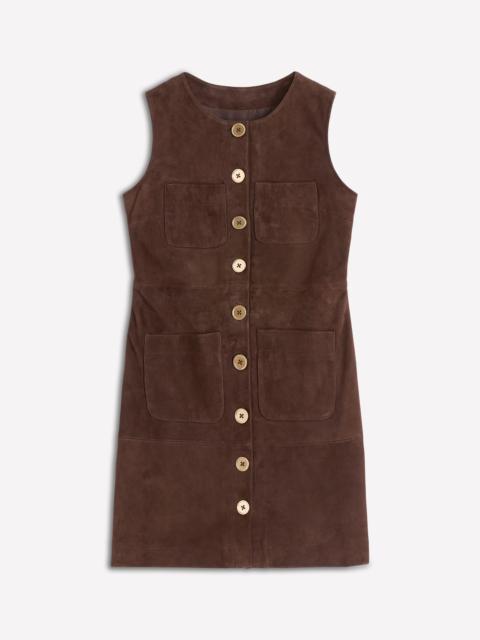 BODEN Evelyn Suede Shift Dress-Dark Chocolate
