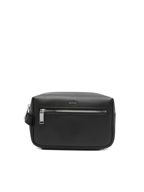 BOSS zip detail wash bag