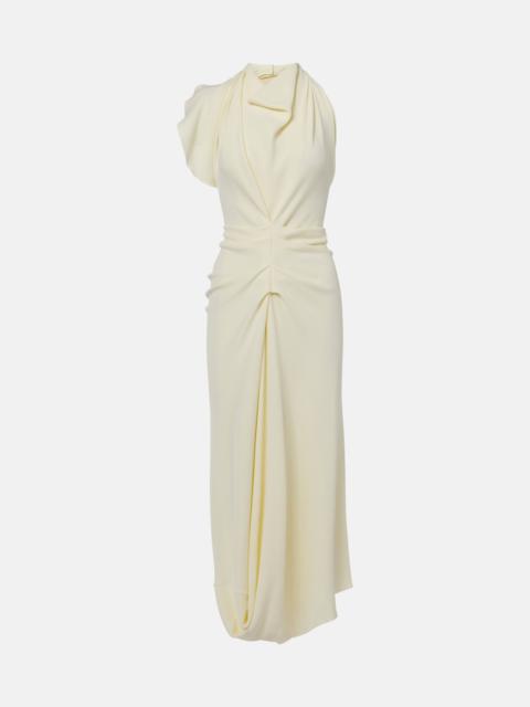 Victoria Beckham Gathered satin crepe midi dress
