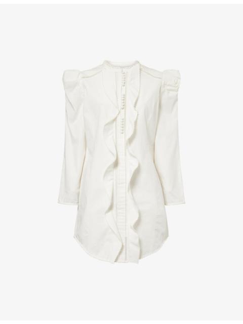 Isabel Marant Chantalga Broderie Long-Sleeve Cotton Mini Dress