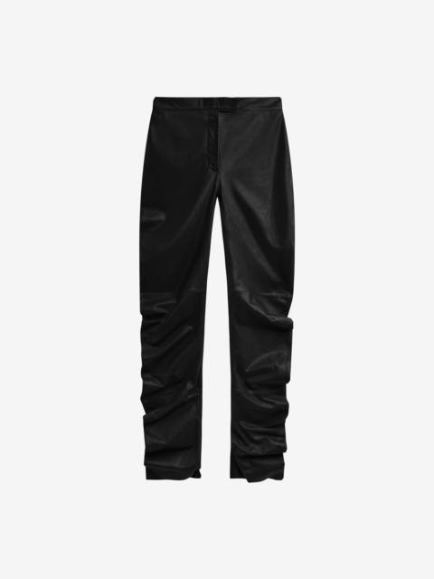 The Frankie Shop Jessa Leather Ruched Pants - Black