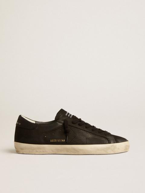 Golden Goose Super-Star in black nubuck with perforated star and black nubuck heel tab