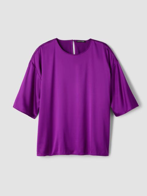 EILEEN FISHER Stretch Silk Charmeuse Round Neck Top