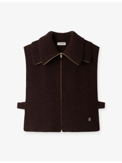 Sandro Zipped Trucker Wool Collar