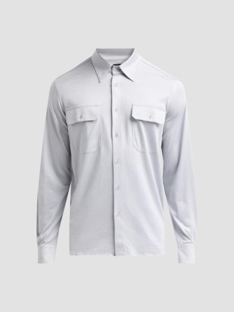 TOM FORD Men's Utility Cotton-Silk Shirt - Light Charcoal