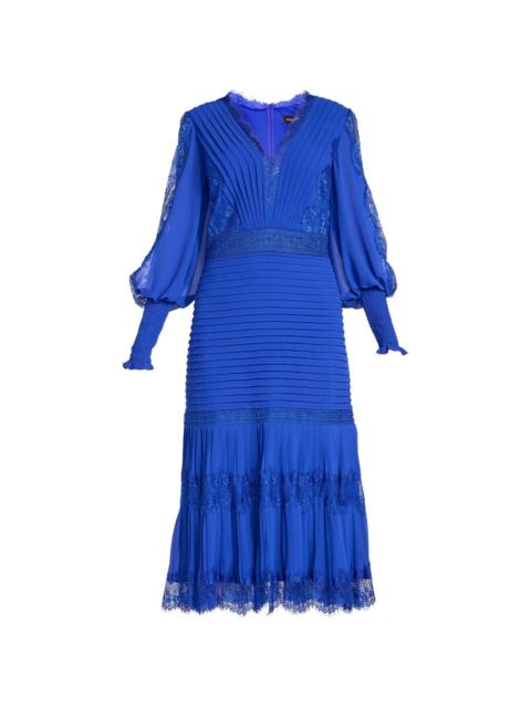 TADASHI SHOJI Nyssa lace-panelled pleated midi dress