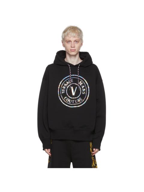 Black V-Emblem Hoodie