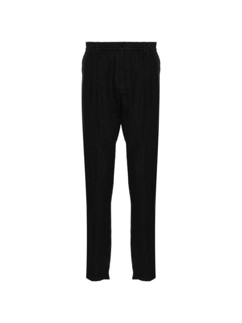 mid-rise tapered linen trousers