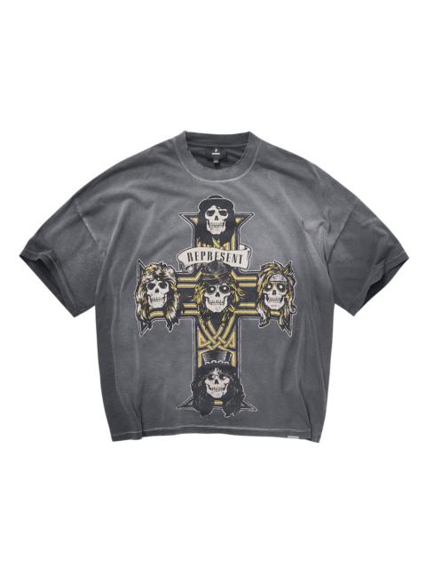 REPRESENT Men's Guns N' Roses Cross Crewneck T-Shirt - Stained Black