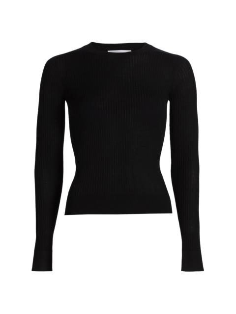MICHAEL KORS COLLECTION Women's Merino Wool Rib-Knit Crewneck Sweater - Black