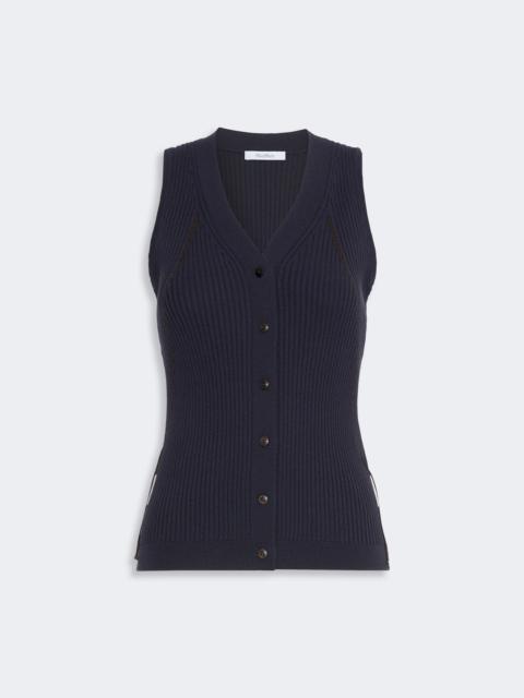Max Mara FIORIRE Cotton and viscose yarn gilet - ULTRAMARINE