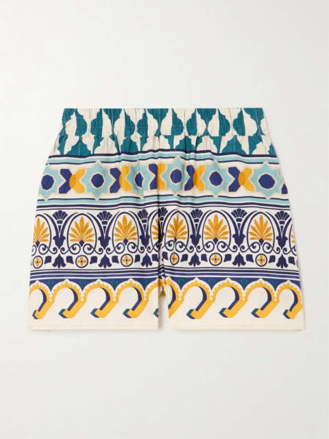 Printed cotton-poplin shorts
