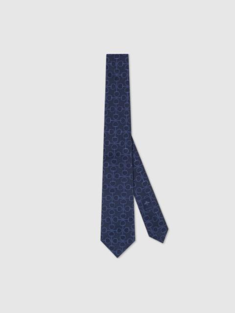 GUCCI Horsebit silk jacquard tie