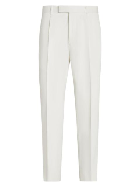 ZEGNA Men's Single-Pleated Cotton and Wool Pants - White