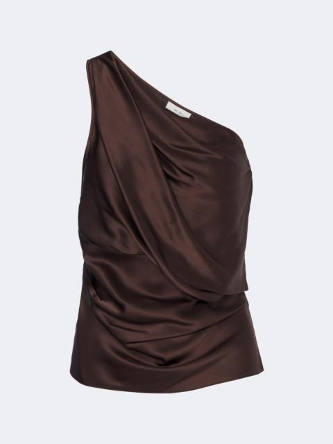 THE SEI Draped one-shoulder silk satin top
