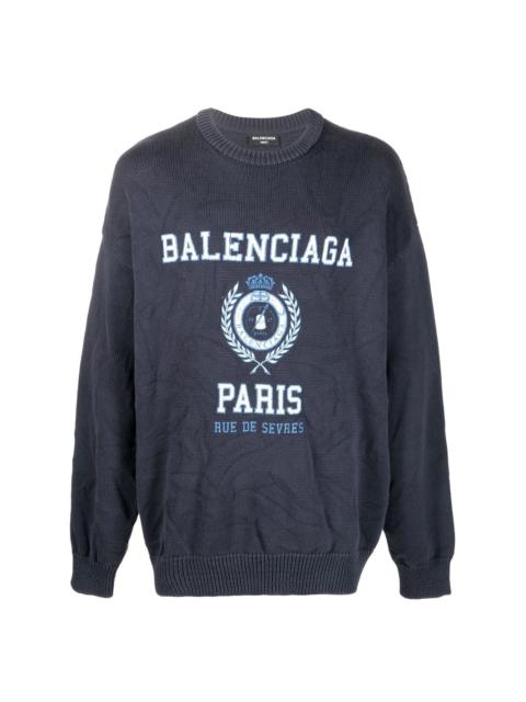 BALENCIAGA logo print crew neck jumper