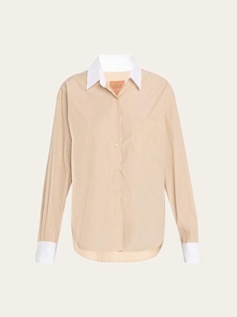 JAMIE HALLER The Tipped Weekend Cotton Shirt