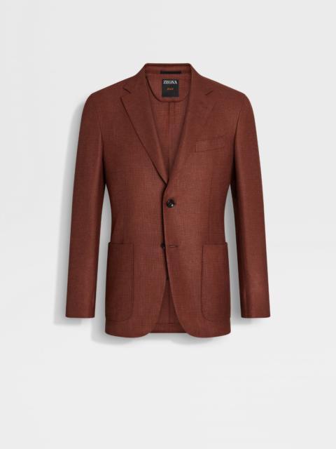 ZEGNA BRICK RED CASHMERE SILK AND LINEN JACKET