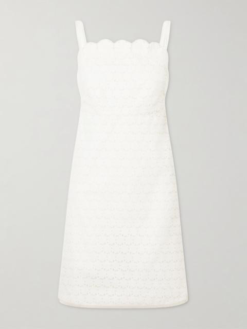 Valentino Mossi broderie anglaise cotton mini dress Ivory