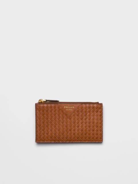 Prada Woven madras leather card holder
