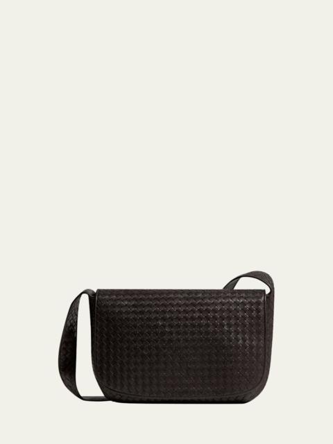 Bottega Veneta Men's Large Intrecciato Leather Flap Messenger Bag