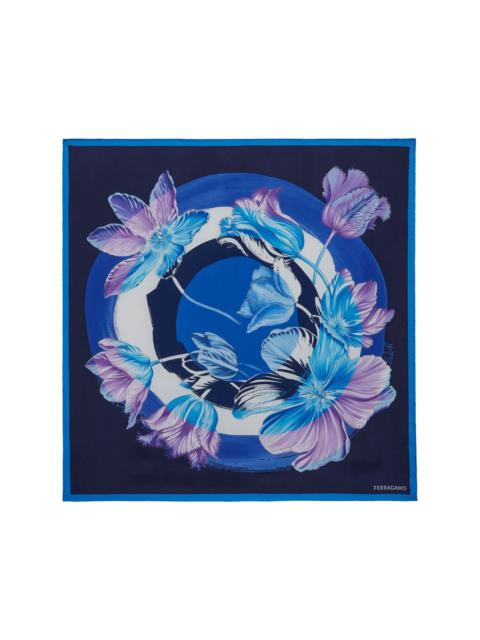 FERRAGAMO tulip-print silk scarf