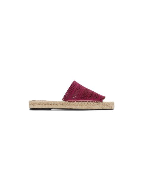 Alaïa Pink Suede Openwork Flat Sandals