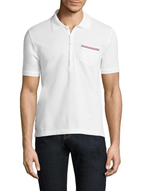Thom Browne Men's Solid Cotton Pique Polo - White