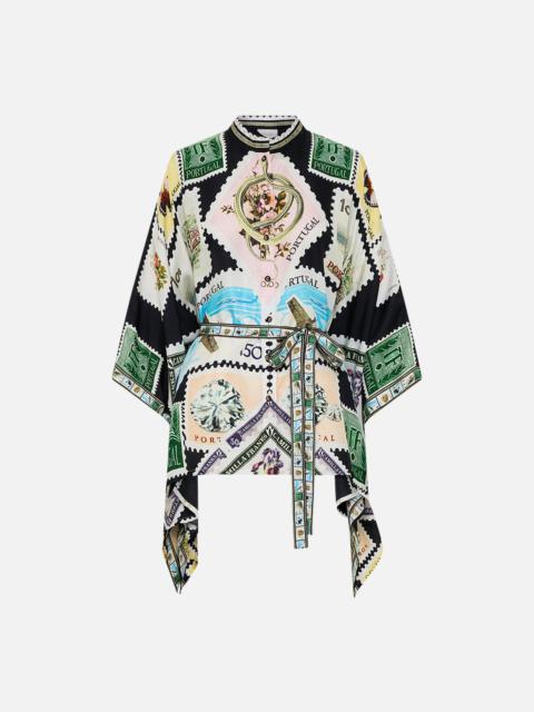 CAMILLA BUTTON THROUGH SCARF BLOUSE