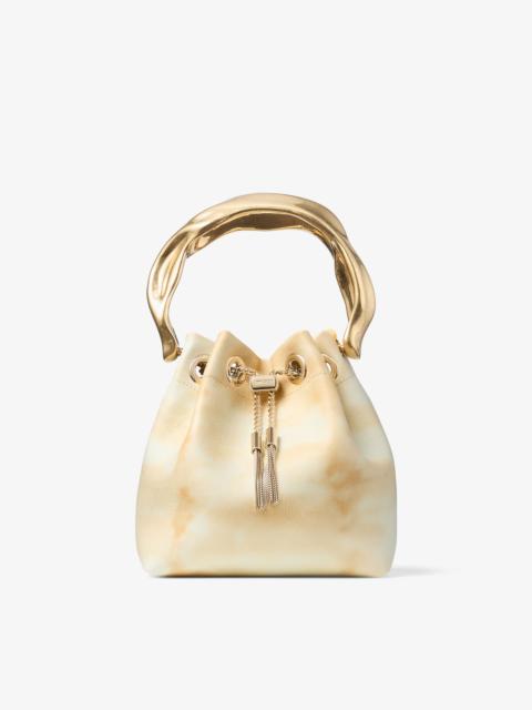 JIMMY CHOO Bon Bon Natural Mix Tie Dye Leather Bucket Bag with Sculpted Handle