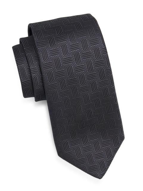 Canali Men's Art Deco Silk Tie - Charcoal