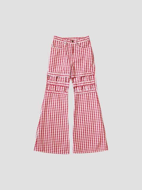 Kapital CANVAS GINGHAM CHECK 5P WINDOWPANE FLARE PANTS LADIES