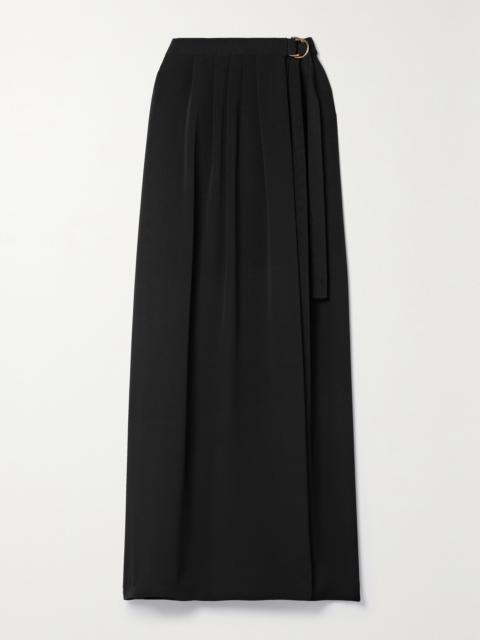 Loro Piana Athina Pleated Silk-cady Maxi Wrap Skirt