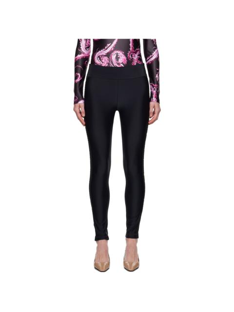 VERSACE JEANS COUTURE Black Logo-Woven Trim Leggings