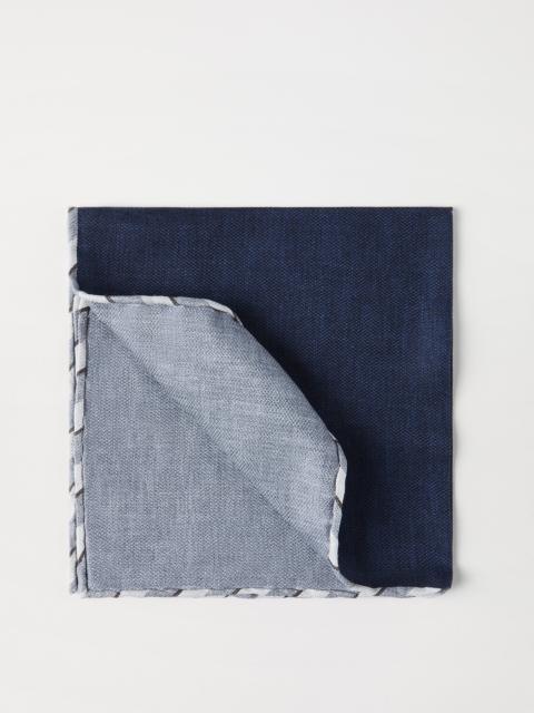 Brunello Cucinelli Silk pocket square with striped border