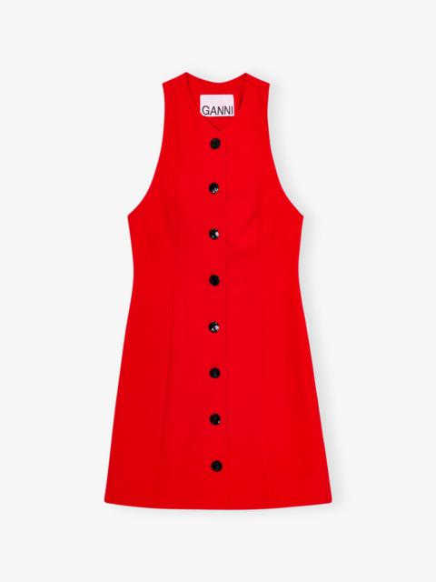 GANNI RED TWILL SUITING MINI DRESS