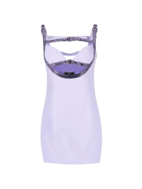 crystal-embellished cut-out minidress