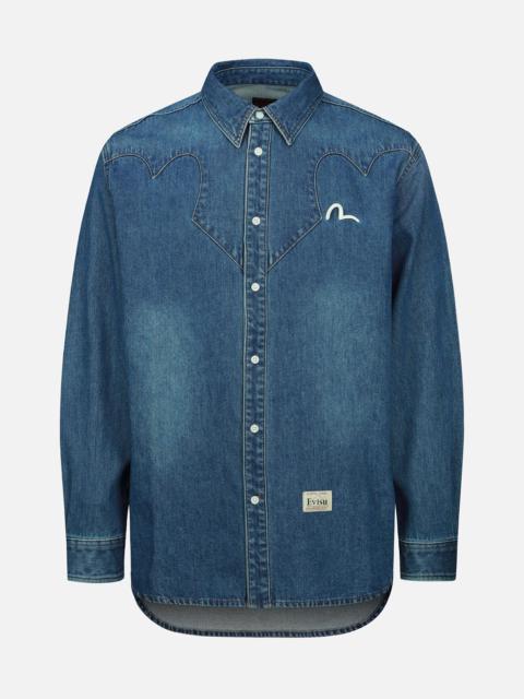 EVISU TAIKO DARUMA PRINT DENIM SHIRT
