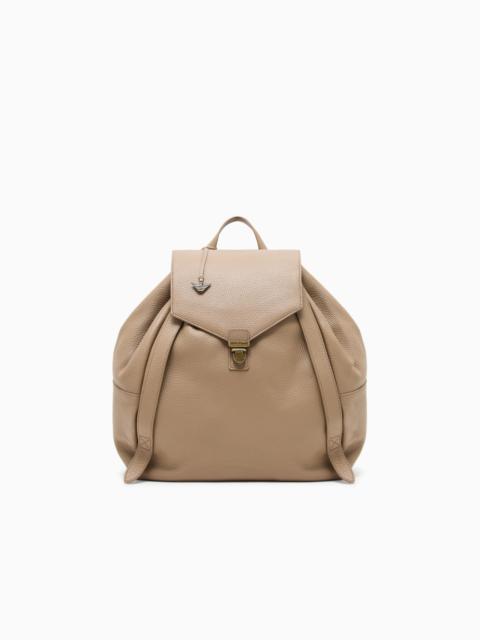 EMPORIO ARMANI ICON PEBBLED LEATHER BACKPACK