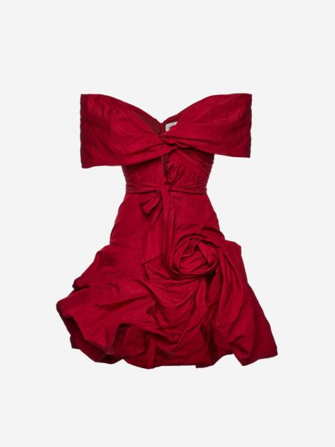 MAGDA BUTRYM Draped shawl-collar midi dress in red