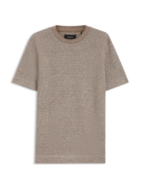 BOSS MOULINÉ T-SHIRT IN COTTON, LINEN, AND SILK