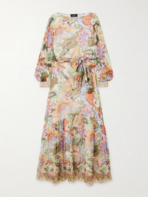 Etro Belted floral-print silk-crepon maxi dress Multi